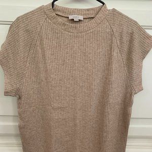 LOFT Sand Colored Ribbed Sweater